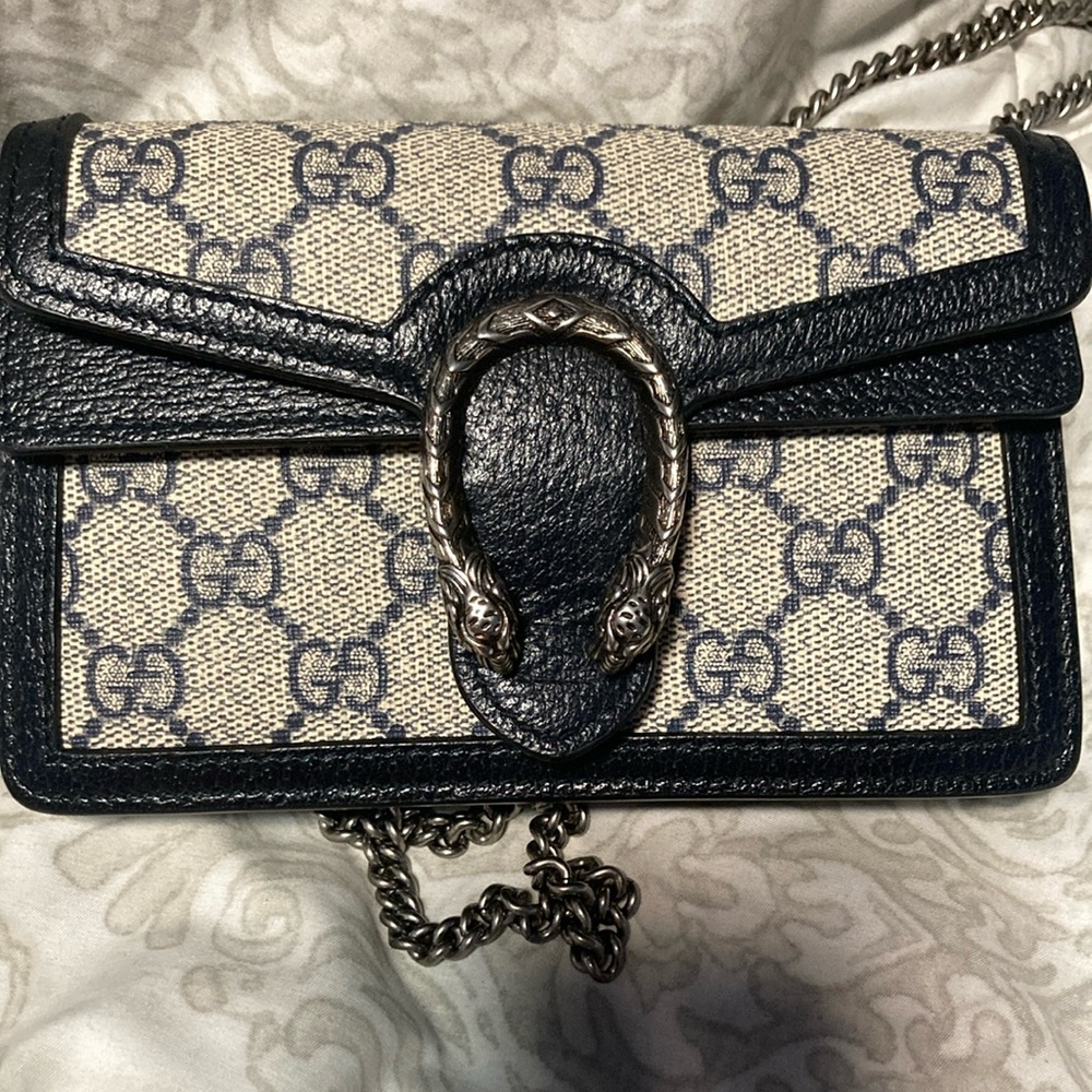 2023 Gucci Dionysus GG Super Mini Bag Beige/Blue Supreme